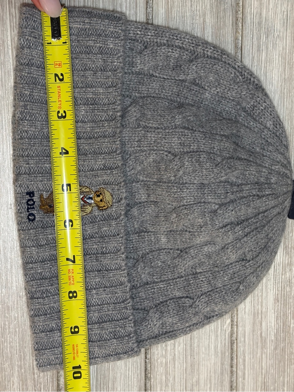 Polo Ralph Lauren Polo Bear Beanie Gray Cable Knit Hat NWT O/S Winter Preppy - Picture 6 of 7